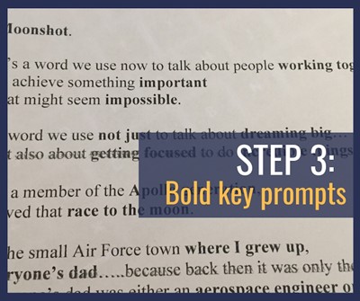 speech format text emphasis prompt bold memory words key